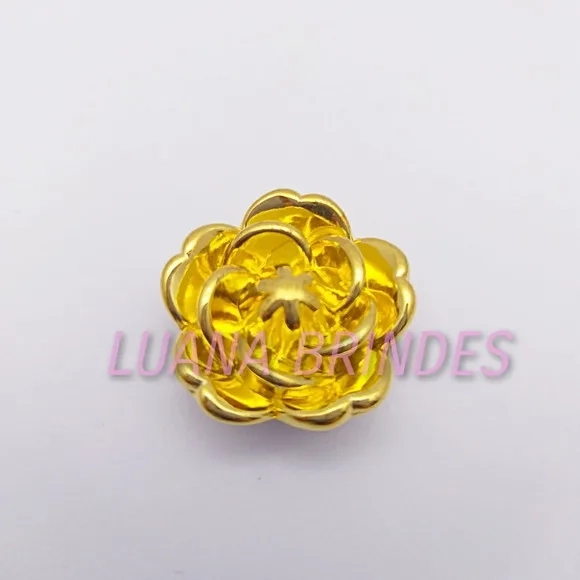 Flor Dourada de ABS com Furo Passante 2,5cm Pct 7 Unidades