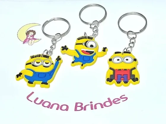 Chaveiro Minions 3cm Emborrachado Pacote com 6 Unidades