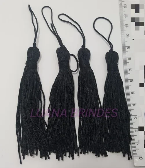 Pingente Tassel de Seda Preta Pct 10 Unidades