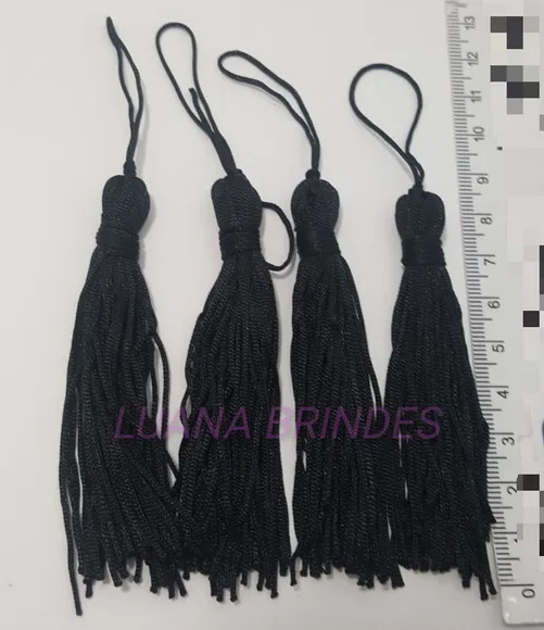 Pingente Tassel de Seda Preta Pct 10 Unidades