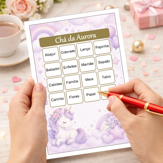 Bingo Chá de Bebê Menina Pdf Para Imprimir