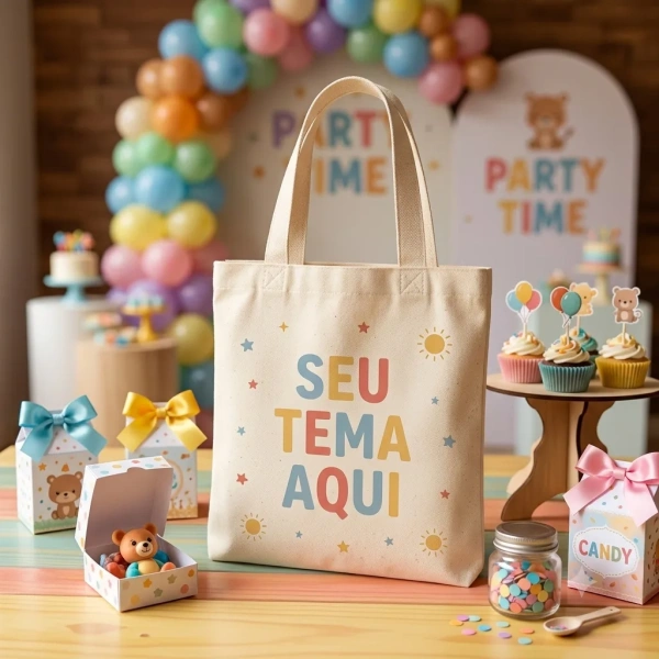 kit 10 Mini Ecobag Personalizada para lembrancinhas 20x20 cm