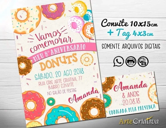 CONVITE DIGITAL C/TAG Donuts 2