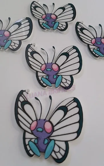 Pingente em acrílico U.V do Pokémon Butterfree Pct 3 unid