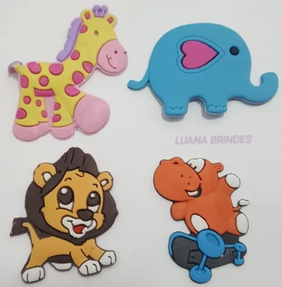 Apliques Animais Diversos de borracha - pct com 8 unidades