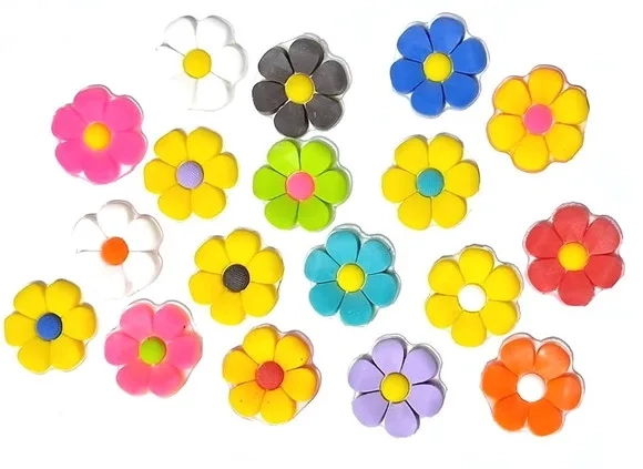 Aplique Flor Emborrachada Colorida Pacote com 18 Unidades