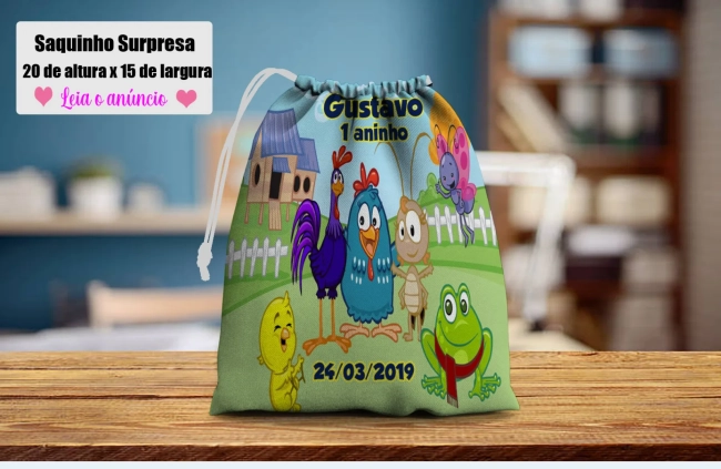 Saquinho Supresa para lembrancinhas da Galinha Pintadinha