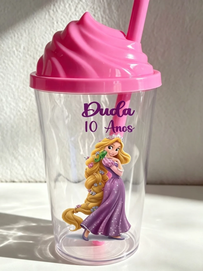 Copo Tampa Chantilly Personalizado da Rapunzel