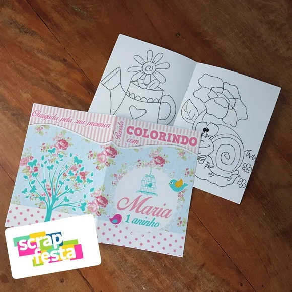 Revista Colorir + Canetinha Festa Jardim Encantado
