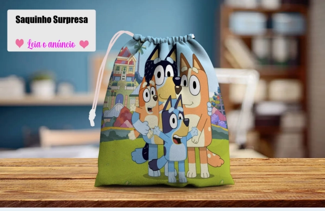 Saquinho Supresa para lembrancinhas Bluey e Bingo