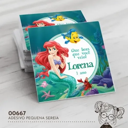 Adesivo Quadrado Pequena Sereia - 00667