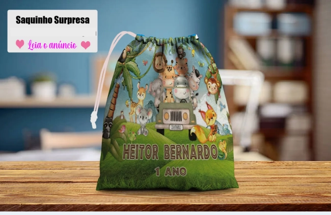 Saquinho Supresa para lembrancinhas Safari
