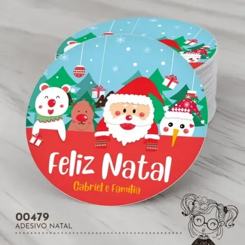 Adesivo Redondo Natal - 00479