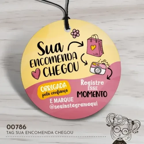 Tag Redonda Sua Encomenda Chegou - 00786