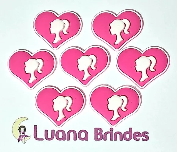 Aplique Barbie Coração Pink Emborrachado 6 Unidades
