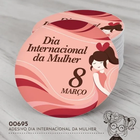Adesivo Redondo Dia Internacional da Mulher - 00695