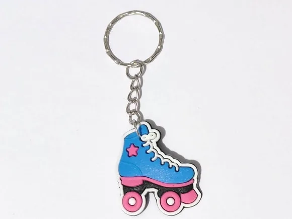Chaveiro Patins Pink e Azul Emborrachado Pacote C/6 Unidades