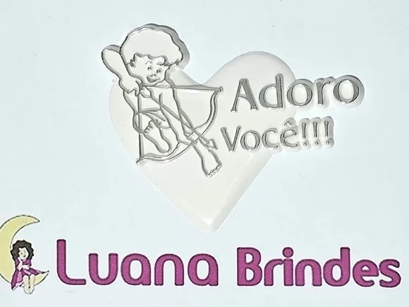 Coração Cupido adoro Você Acrílico Injetado - 5 Peças