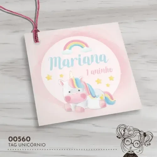 Tag Quadrada Unicórnio - 00560