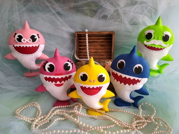 Baby Shark em Feltro - Kit 5 Peças