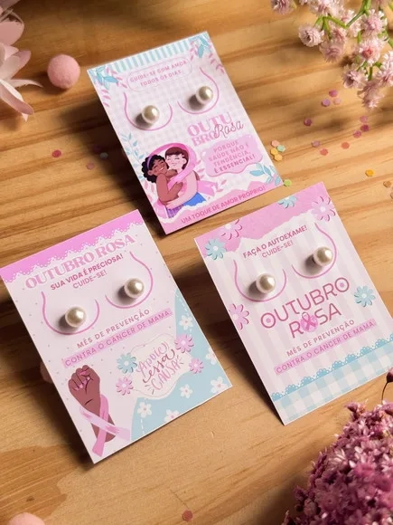 Tag para Brinco Outubro Rosa - Não Acompanha Brinco