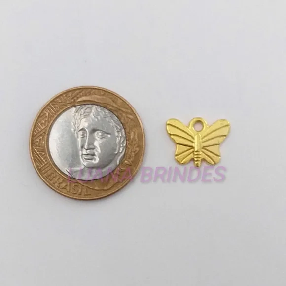 Pingente Borboleta de Metal Dourado - Pct c/ 15 Unidades