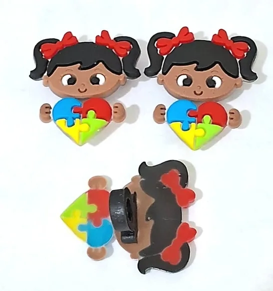 Ponteira P/lápis Menina e Menino Símbolo Autismo - 6 Unidade