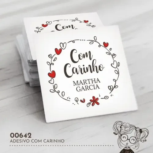 Adesivo Quadrado com Carinho - 00642