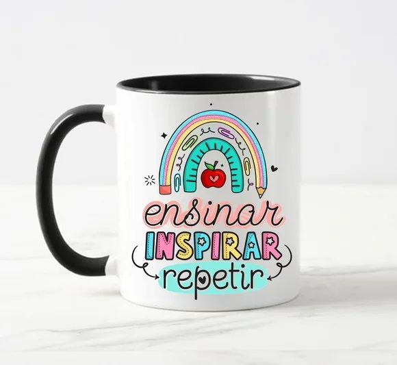 Caneca Professores Ensinar, Inspirar, Repetir
