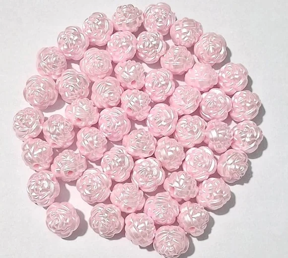 Pérola Flor Rosa 12mm - Pct com 50 Unidades
