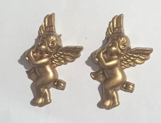 Anjinho de Acrílico Injetado Dourado - 6 Unidades