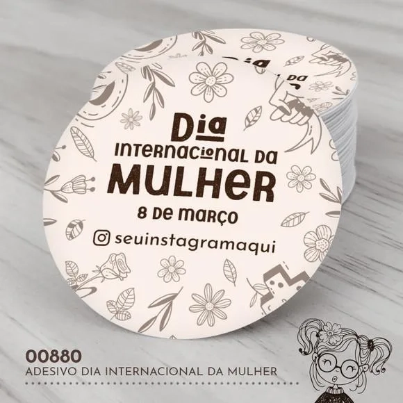 Adesivo Redondo Dia Internacional da Mulher - 00880