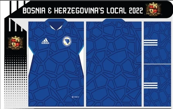 Vetor Da Camisa Bosnia & Herzegovina Local 2022