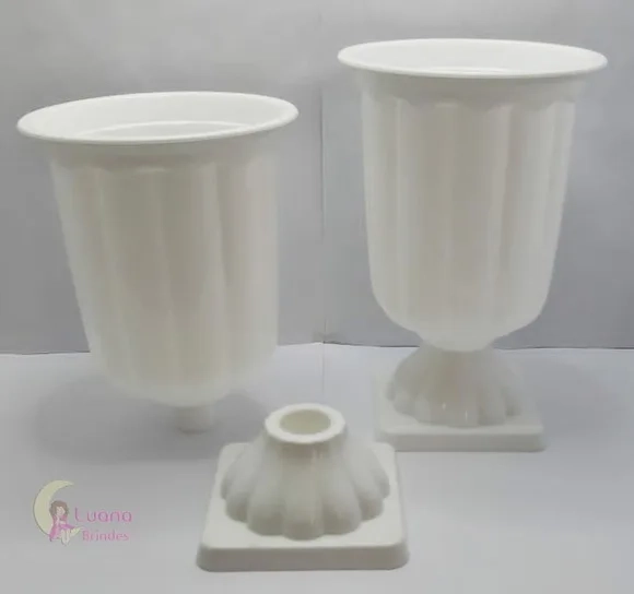 Vaso Grego Branco de Plástico - 19cm - pct c/ o Par.