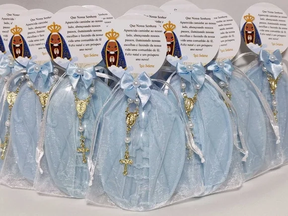 Lembrancinha 80 Anos: Sabonete Nossa Senhora com Mini Terço