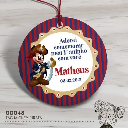 Tag Redonda Mickey Pirata - 00048