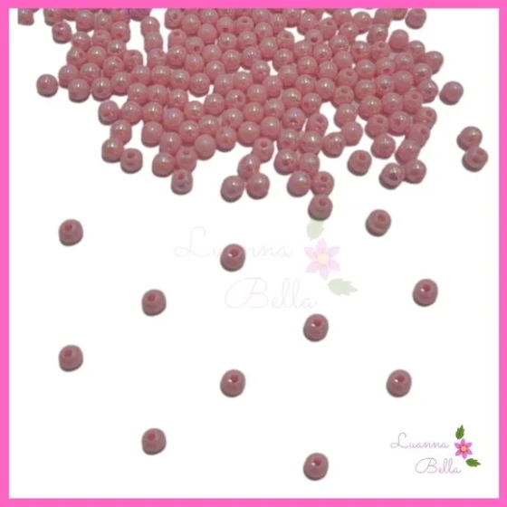 Missanga acrílica irisada na cor rosa -Pct c/ 60 gramas