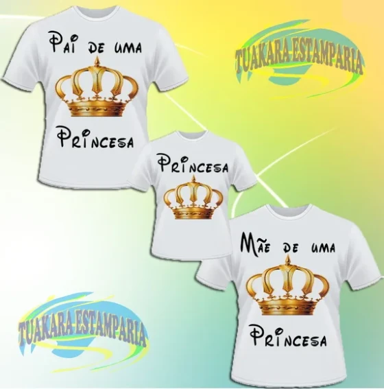Kit 3 Camisetas - Coroa Princesa