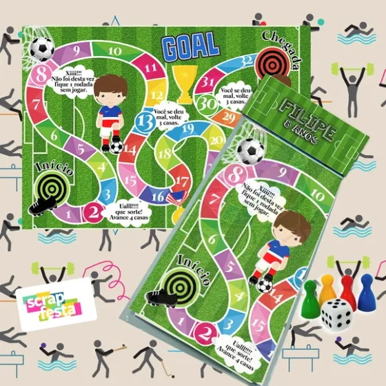 Jogo Tabuleiro Personalizado Festa Esporte Futebol