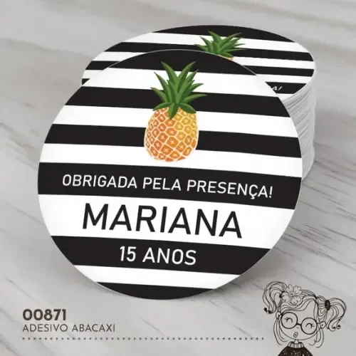 Adesivo Redondo Abacaxi - 00871