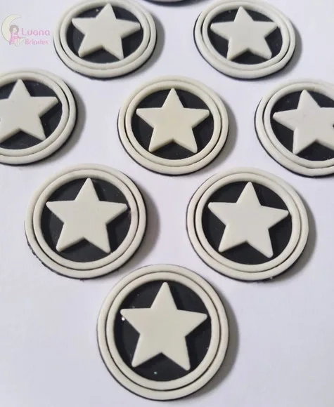 Aplique Símbolo Estrela de borracha - pct c/8 unid