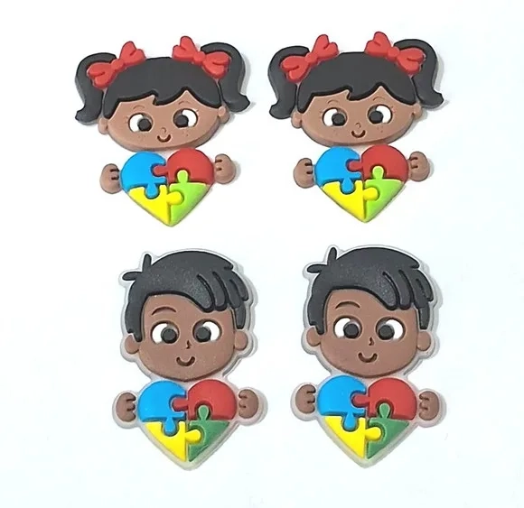 Apliques Menina e Menino Símbolo Autismo - 6 Unidades