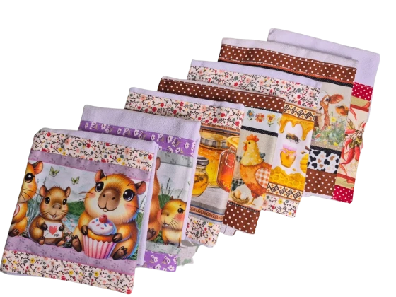 Pano de Prato Atoalhado 50x70cm Estampas Fofas Cozinha Gourmet Barrado Decorado