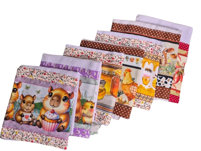 Pano de Prato Atoalhado 50x70cm Estampas Fofas Cozinha Gourmet Barrado Decorado