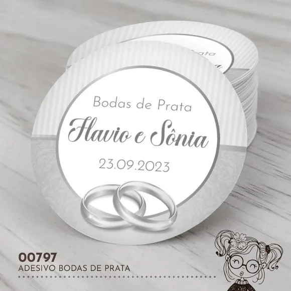 Adesivo Redondo Bodas de Prata - 00797