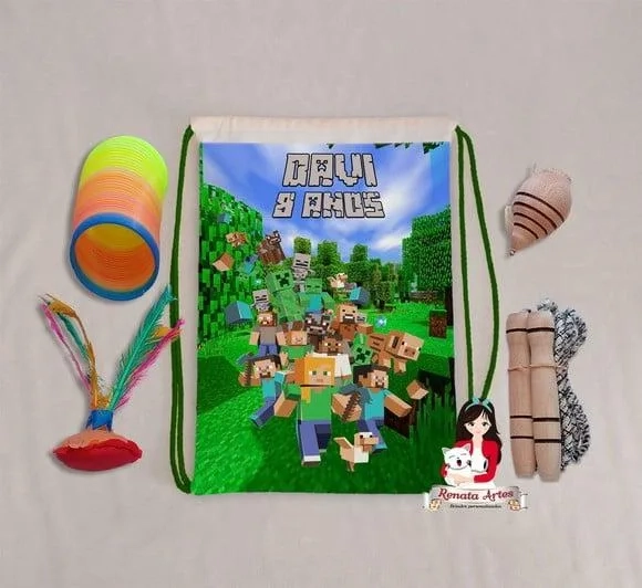 Mochila Boa Infância Tema Minecraft Verde