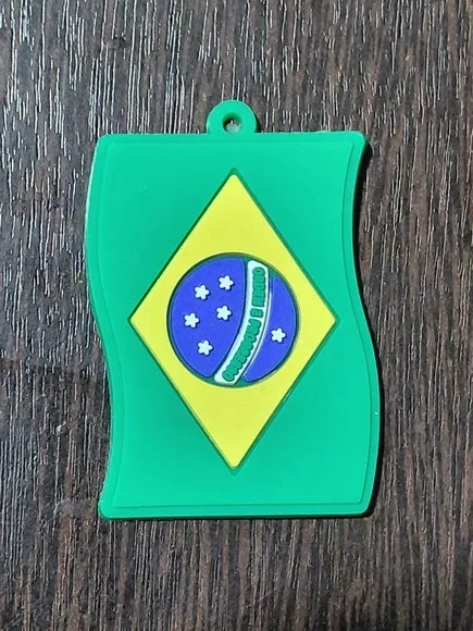 Pingente Bandeira do Brasil Emborrachado Pacote C/6 Unidades
