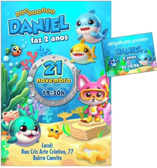 Convite Digital C/tag Baby Shark Ia