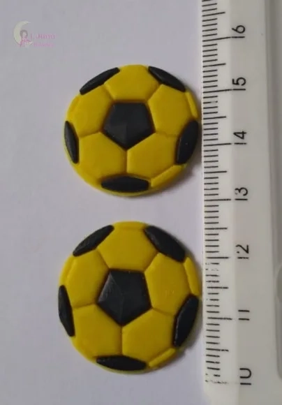 Aplique Bola de Futebol Amarela de Borracha - Pct C/8 Unid