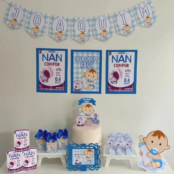 Kit Mesversário Leite Nam Personalizados - Só Um Bolinho